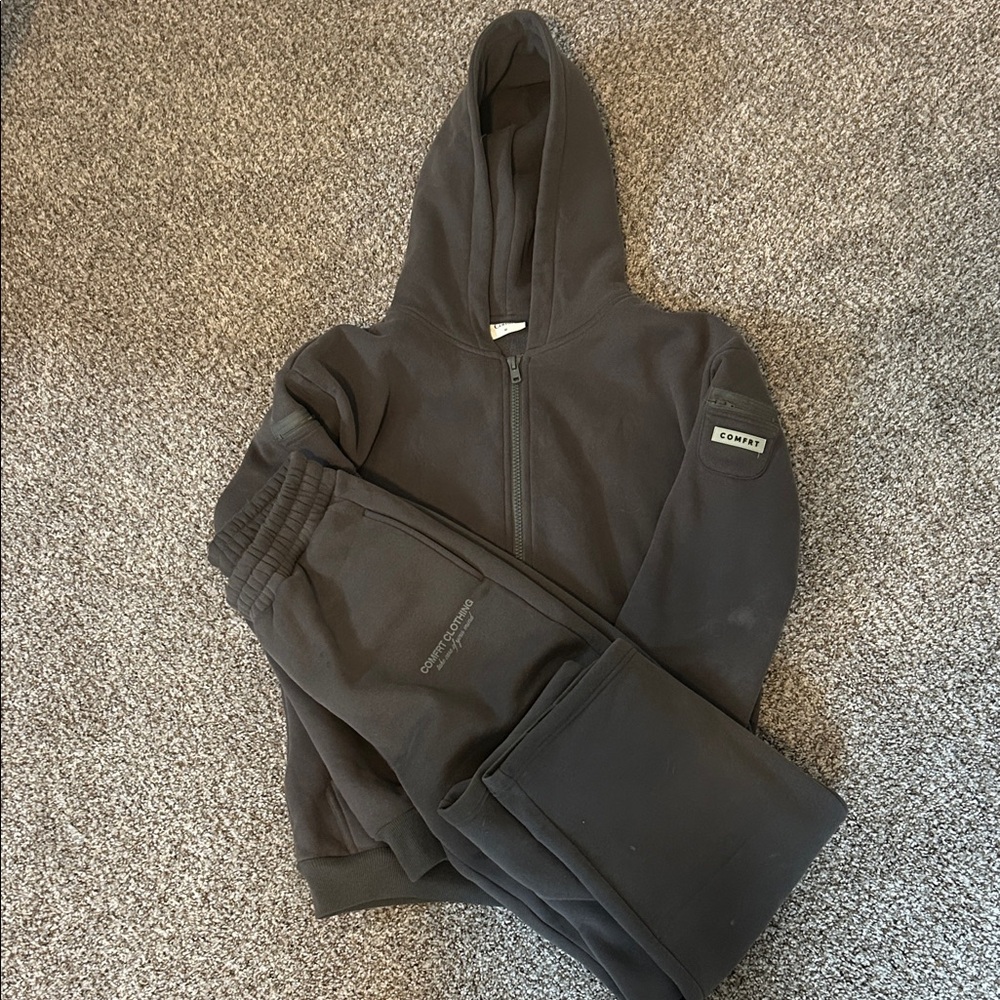 Comfrt You Matter Straight Leg Pants S + Travel Zip Hoodie M Steel Grey Bundle